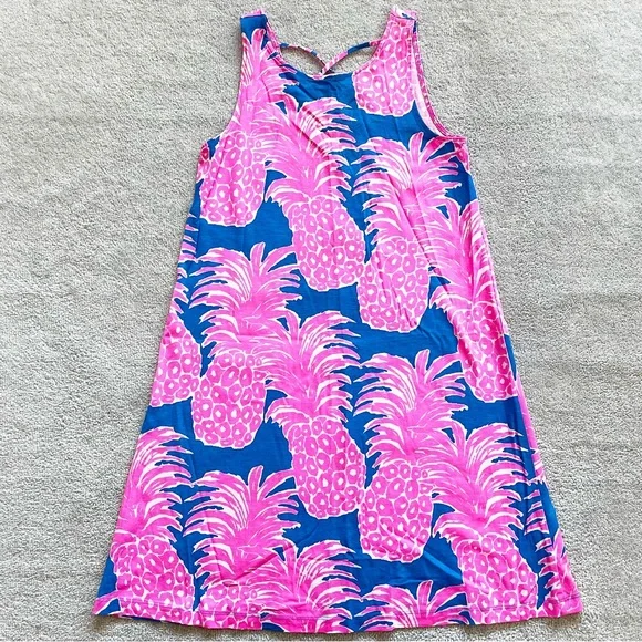 LILLY PULITZER 100% PIMA COTTON Kristen Dress Blue Haven Little Flamenco - Picture 2 of 10